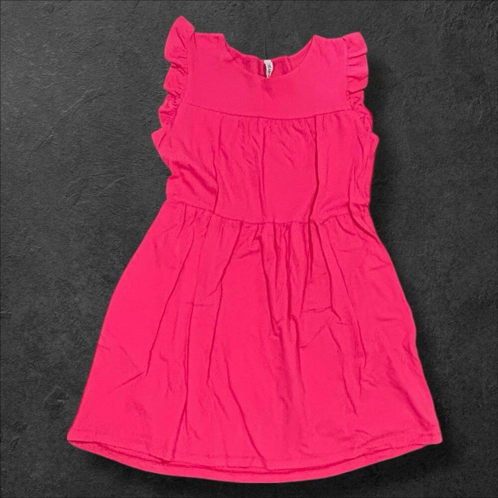Vintage 90s 2 Hearts Girls Dress Pink Ruffle Sleeve Cotton USA Made Size 10/12
